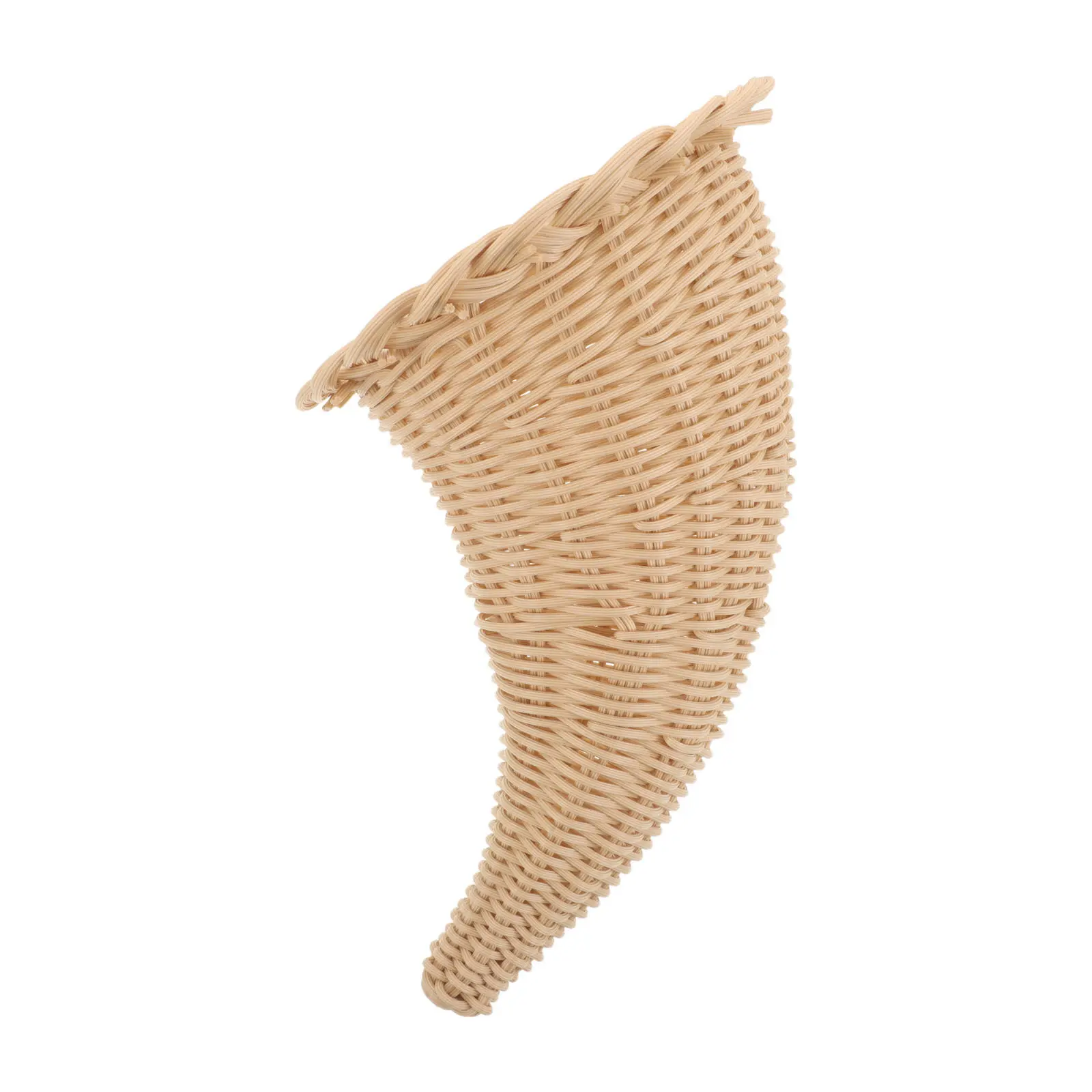11.8 Inch Thanksgiving Cornucopia Basket Imitation Rattan Horn Fall Harvest Centerpiece Tabletop Decor Small Woven Basket