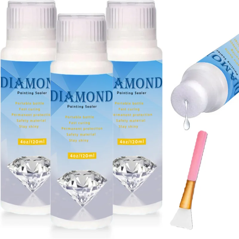 120ML Diamond Painting Sealer With Brush 5D Permanent Hold&Shine Effect Diamond Painting Glue for Diamond Painting,Puzzles,DIY