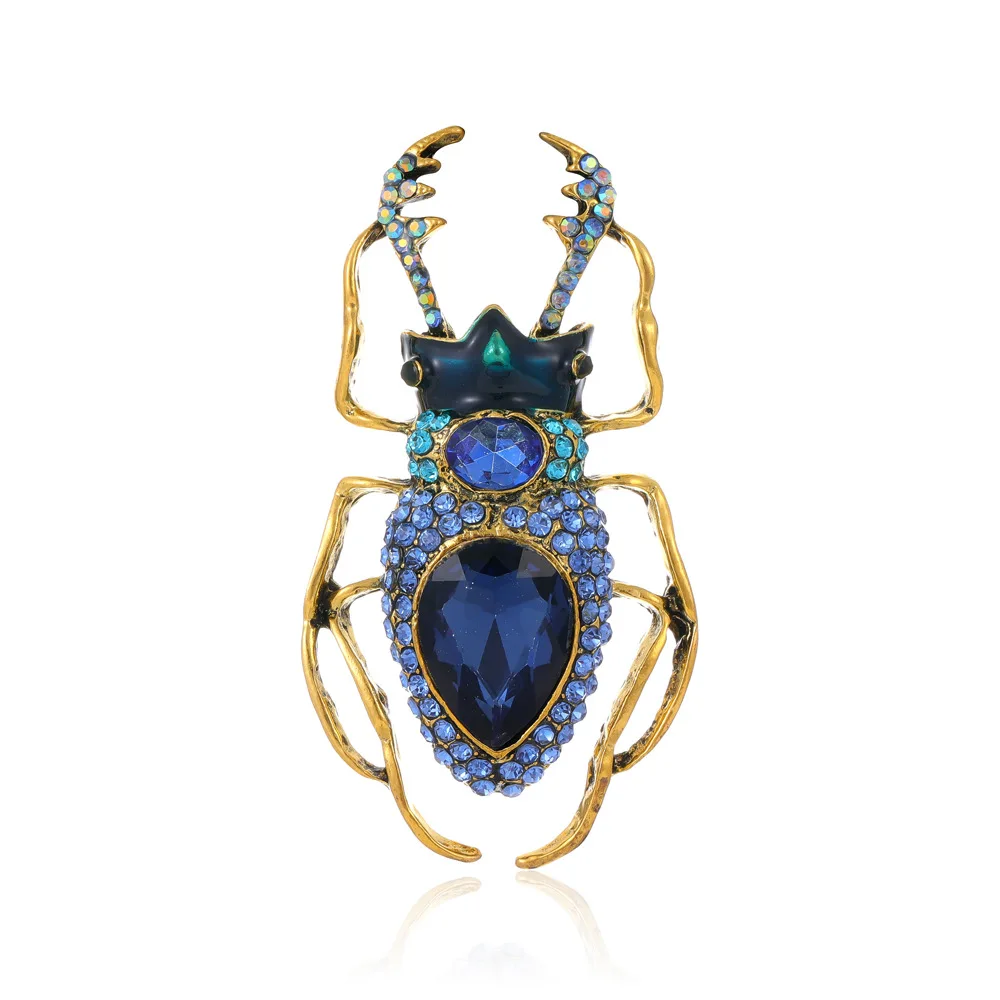 Punk style beetle brooch Glittering crystal insect pins men\'s and women\'s clothing ornaments for gifts for friends