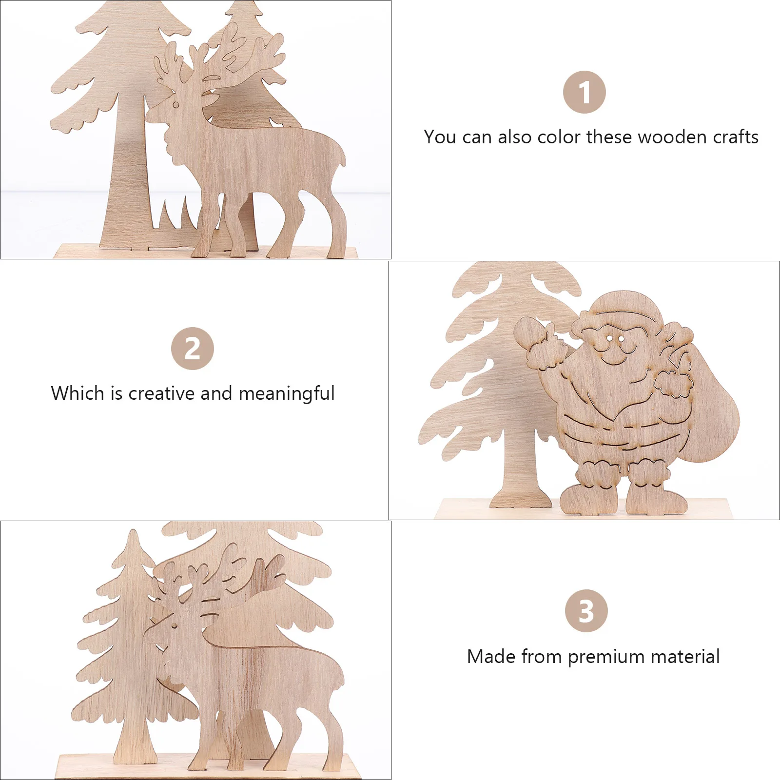 

5Pcs Christmas Wooden Table Decor Premium Quality Christmas Table Decorations DIY Ornaments Party Supplies Xmas Decorations