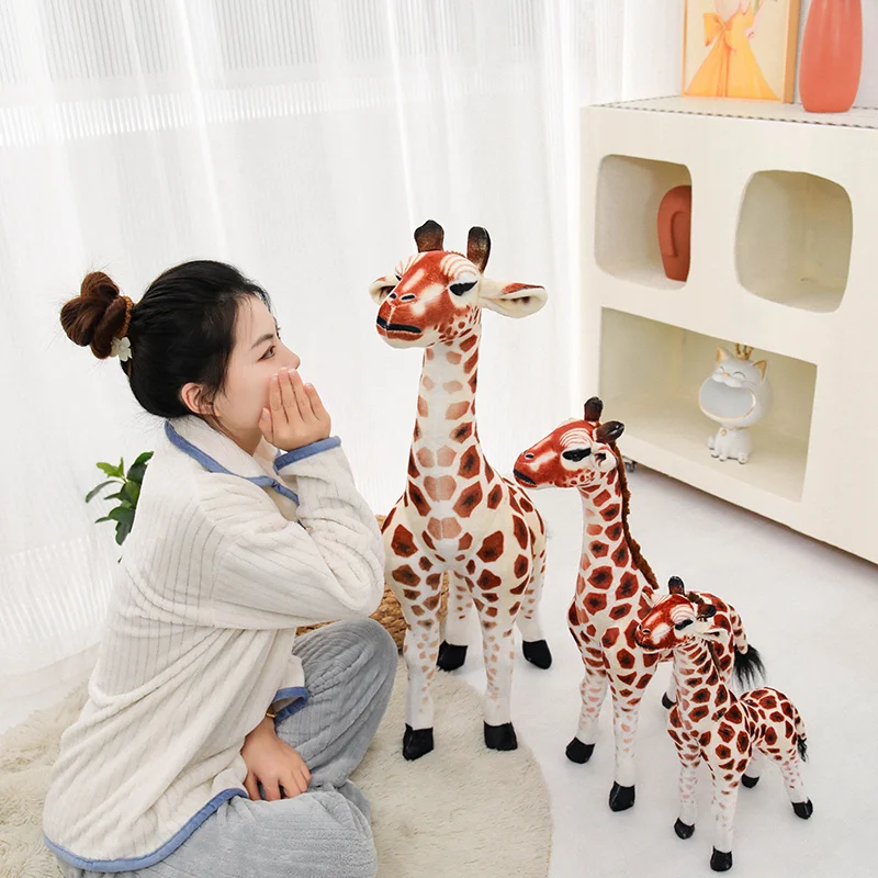 50~110cm Realistic Giraffe Plush Toy Soft Stuffed Animal Pillow Perfect Gift for Kids Room Decor Nursery Companion Birthday Gift