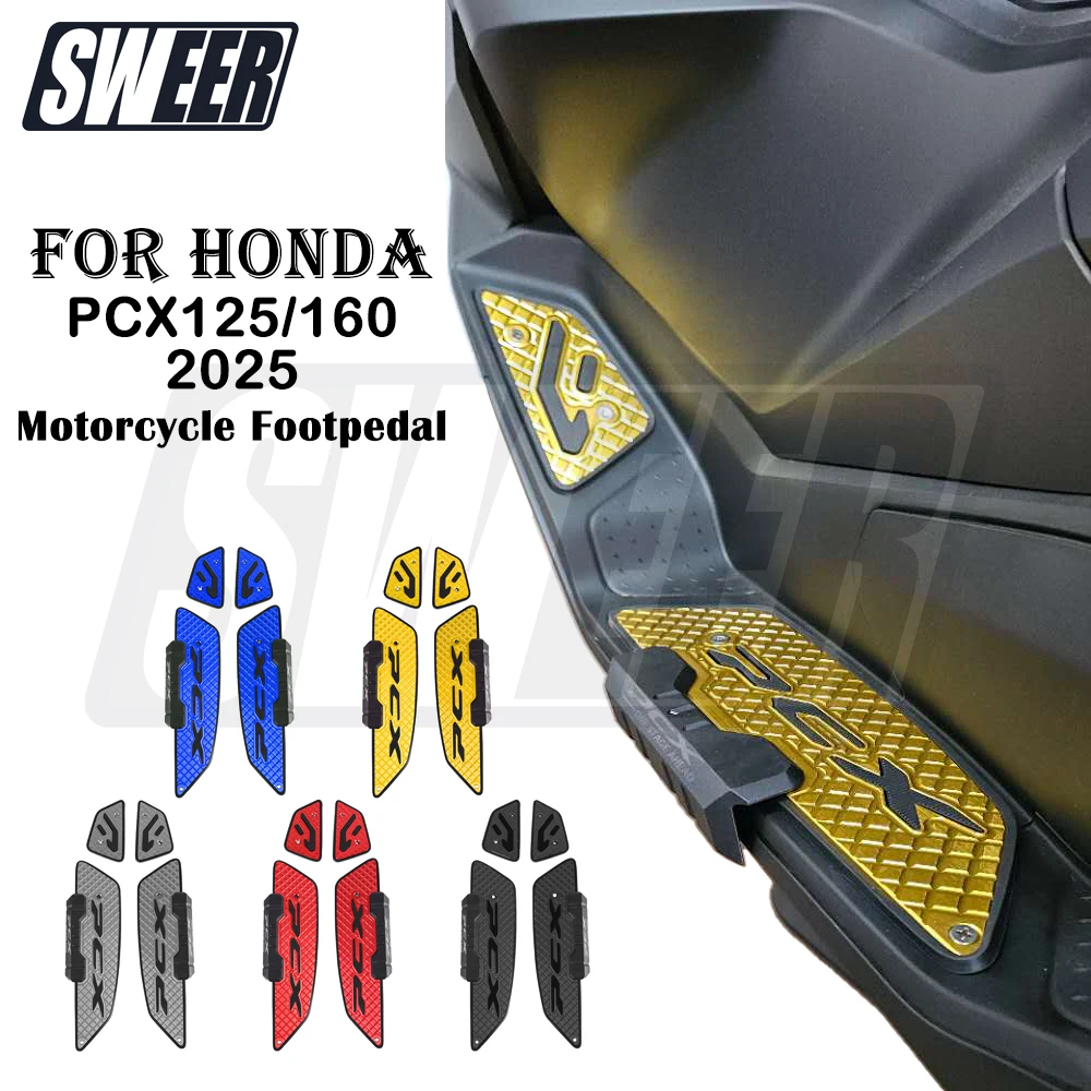 Motorcycle Aluminum Alloy Footrest Footboard Pegs Compatible with Honda PCX125 PCX160 2025 Footpedal Footmat Foot Pedals