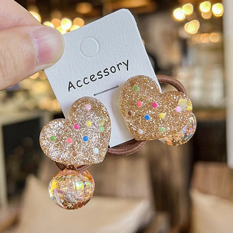 2pcs neue goldene schimmernde Tupfen schöne Mädchen elastische Haar bänder Haarschmuck Kinder Haar gummis Baby Kopf bedeckung