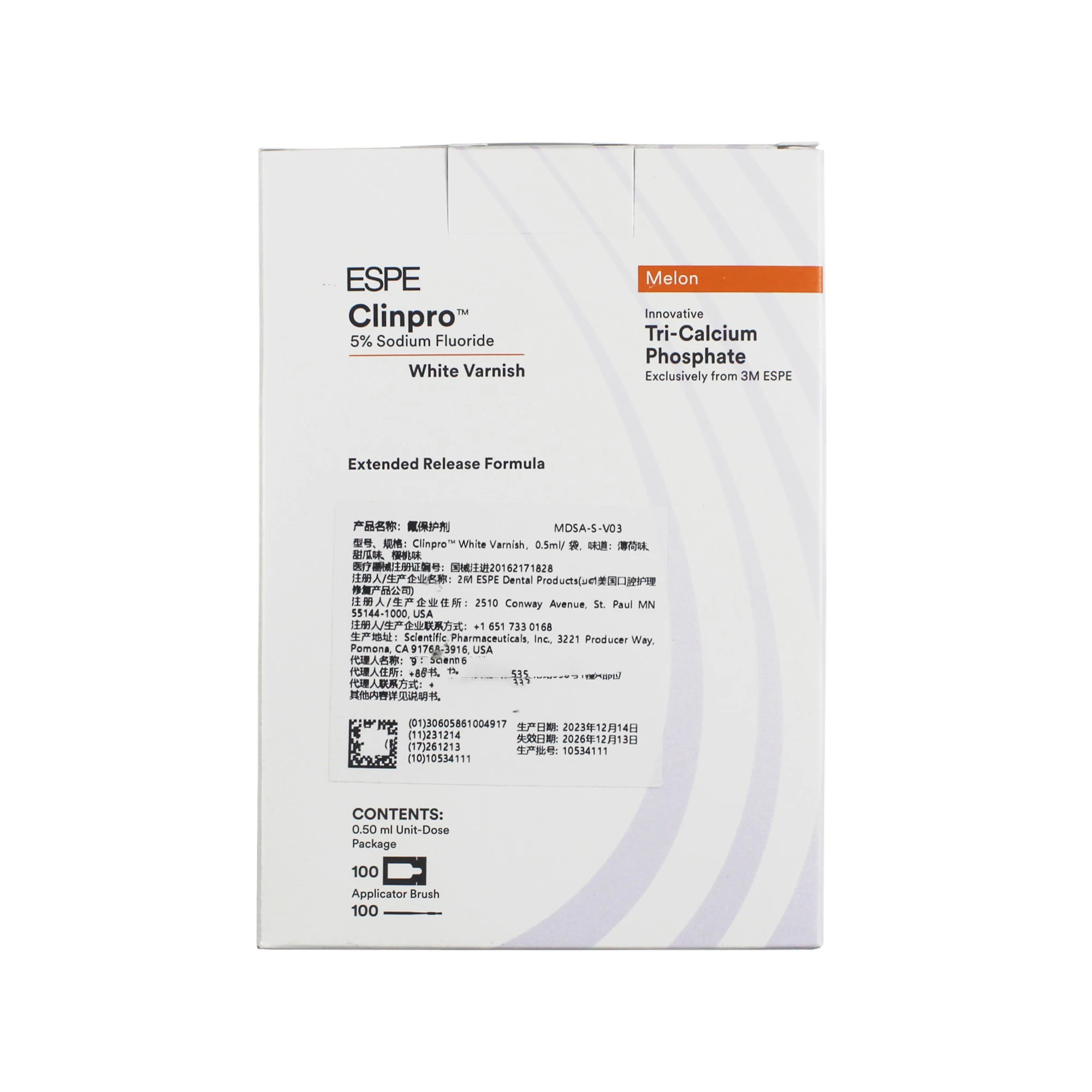 New 100 Units Clinpro White Varnish Espe Dental Tooth Cream 5% Fluoride Gel Fluorine 22600 Ppm Desensitizing Dentistry Products