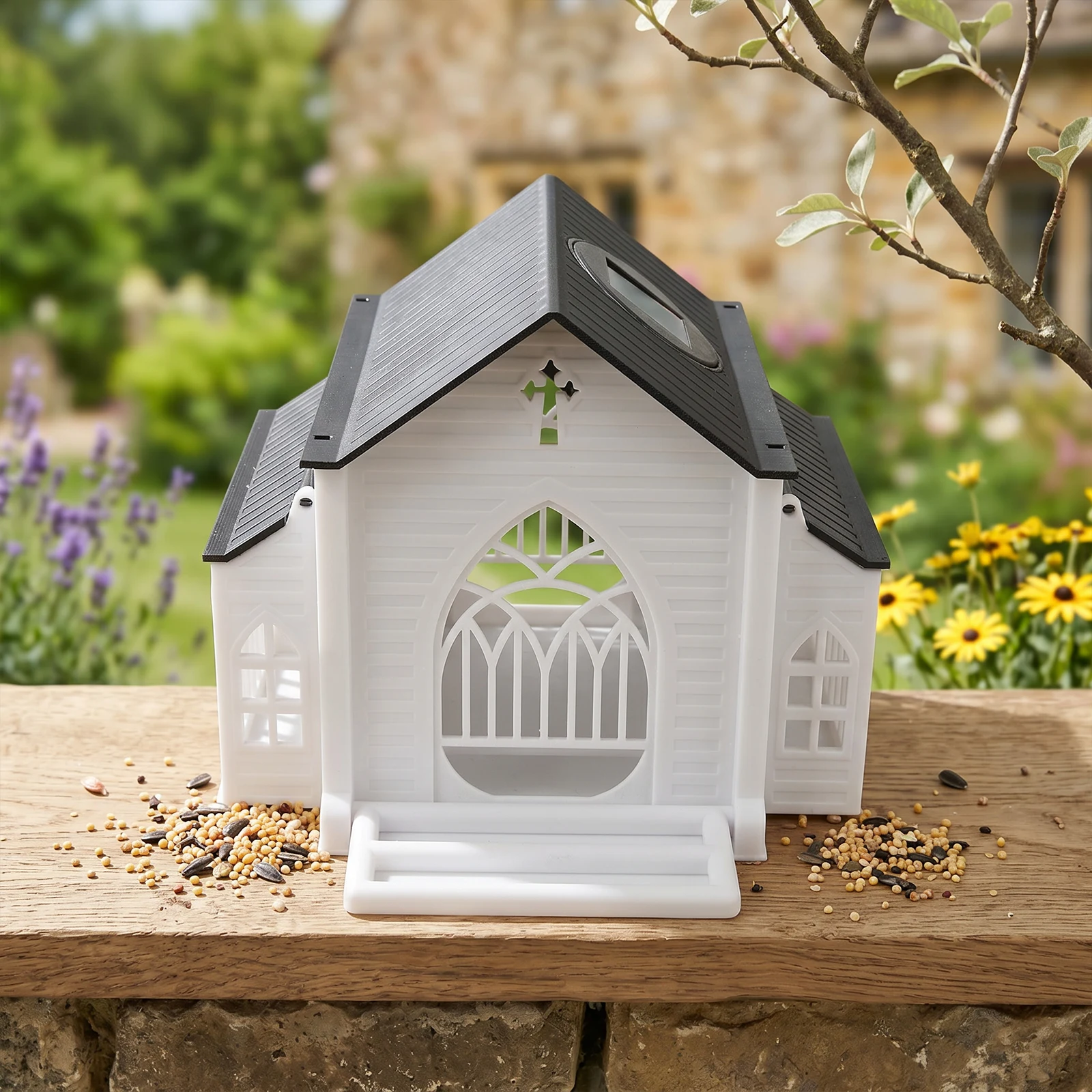 

Church-Shaped Metal Bird Feeder Multi-Purpose Weatherproof Birds Cage Decorative Feeding Station For Outdoor Balconies Terraces