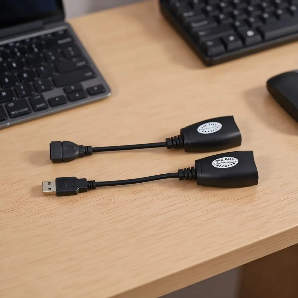 Durable USB 2.0 USB To RJ45 Adapter High Speed Black USB Over RJ45 Extender USB To Cat5 Adapter Cameras