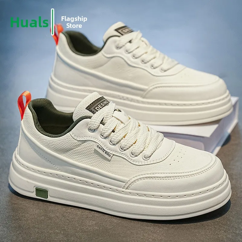 Men's Sport Shoes Leather Upgraded Version Breathable Anti-slip Soft Bottom Casual Sneakers Trendy All-Season Flat Footwear