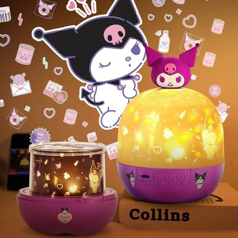 

Лампа-проектор Sanrio Kuromi Starry Sky, ночник, мультяшный милый креативный светильник для детской спальни, атмосферный свет, подарок на день рождения