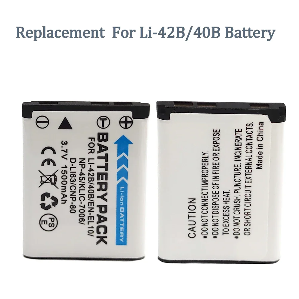 1500mAh 3.7V LI-42B/40B EN-EL10 NP-45 D-LI63 CNP-80 KLIC-7006 Battery For Olympus Pentax Nikon  Fujifilm CASIO Camera Batterie