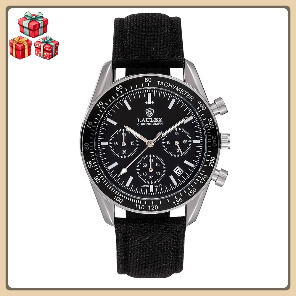 TEMU الطلب لهب الأحمر ثلاثة العين الذهب الأسود أزياء الأزواج كرونوغراف ووتش التلقائي التقويم متعدد الوظائف ضبط الوقت