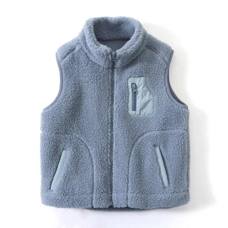 

3-18 Years Children Kids Outerwear Vest Autumn Winter Thermal Sleeveless Warm Boys Girls Thick Two Layers Fleece Vest