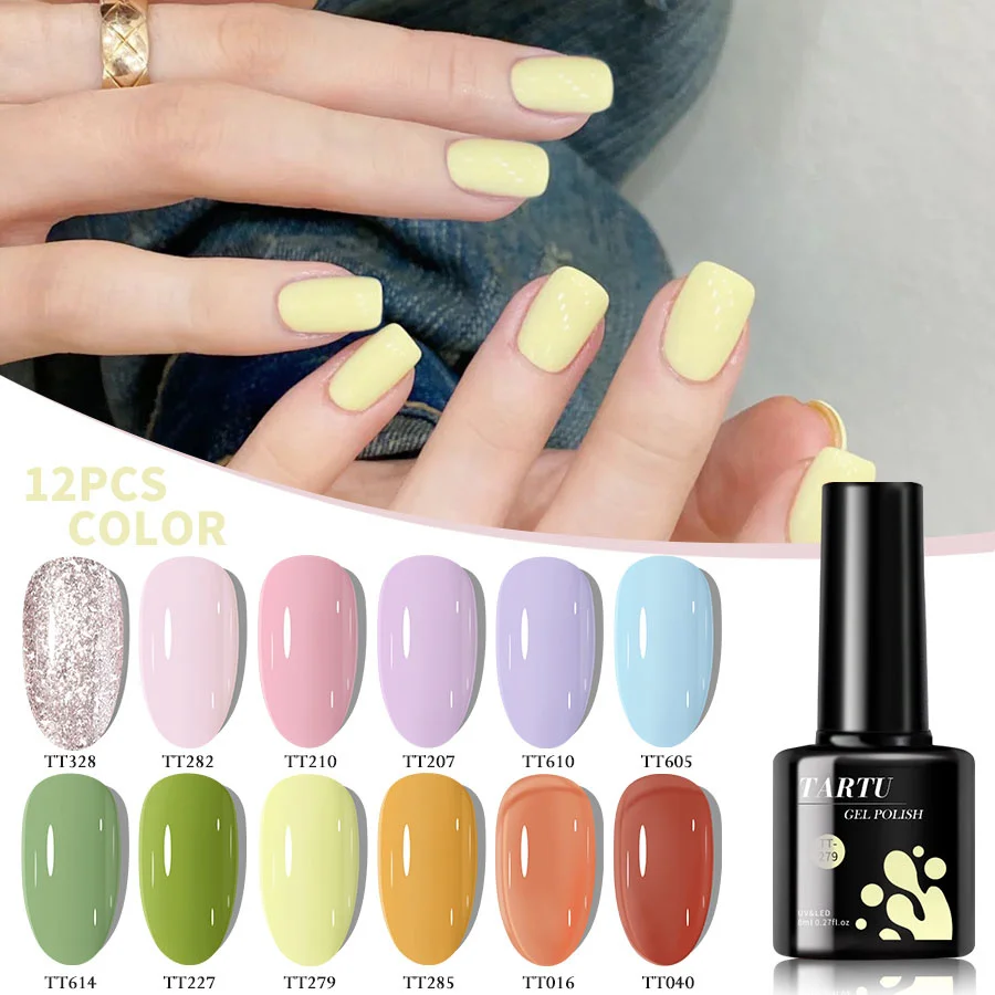 Ensemble de vernis à ongles Gel œil de chat 12 pièces Gel pour ongles Gel Semi-permanent 12 couleurs nu rose rouge bleu vert marron noir, haut