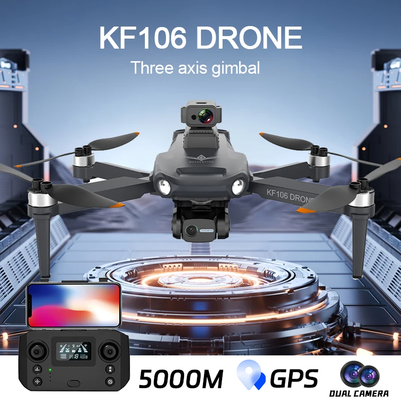 KF106 Mini 4K Drone profesjonalny bezszczotkowy Laser 360 stopni do unikania przeszkód podwójny aparat GPS trzy osie przesuwki składane zabawki