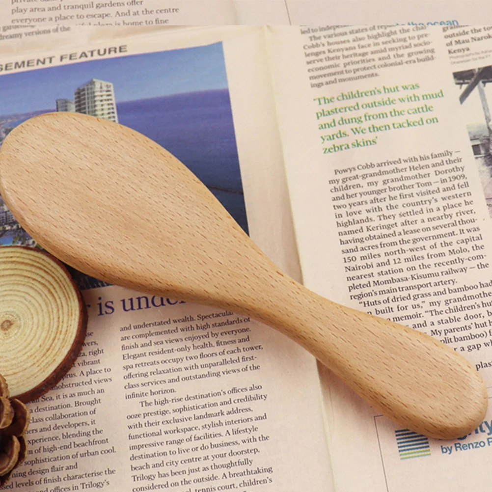 1 مجموعة فرشاة شعر الطفل ومشط مجموعة شعيرات الصوف الطبيعي مقبض ناعم لطيف على الجلد تدليك فروة الرأس فرشاة شعر الطفل المحمولة #3