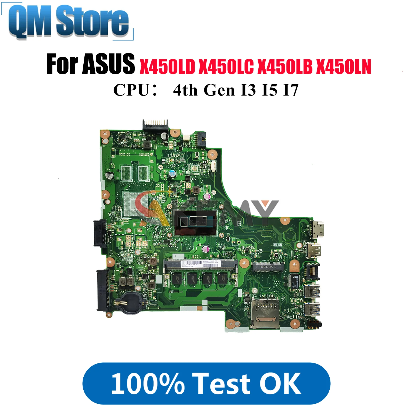 

X450LA Laptop Motherboard For ASUS K450L W418L Y481L VM480L X450L X450LD X450LN R412L X450LC R409L X450LB Mainboard I3 I5 I7 CPU