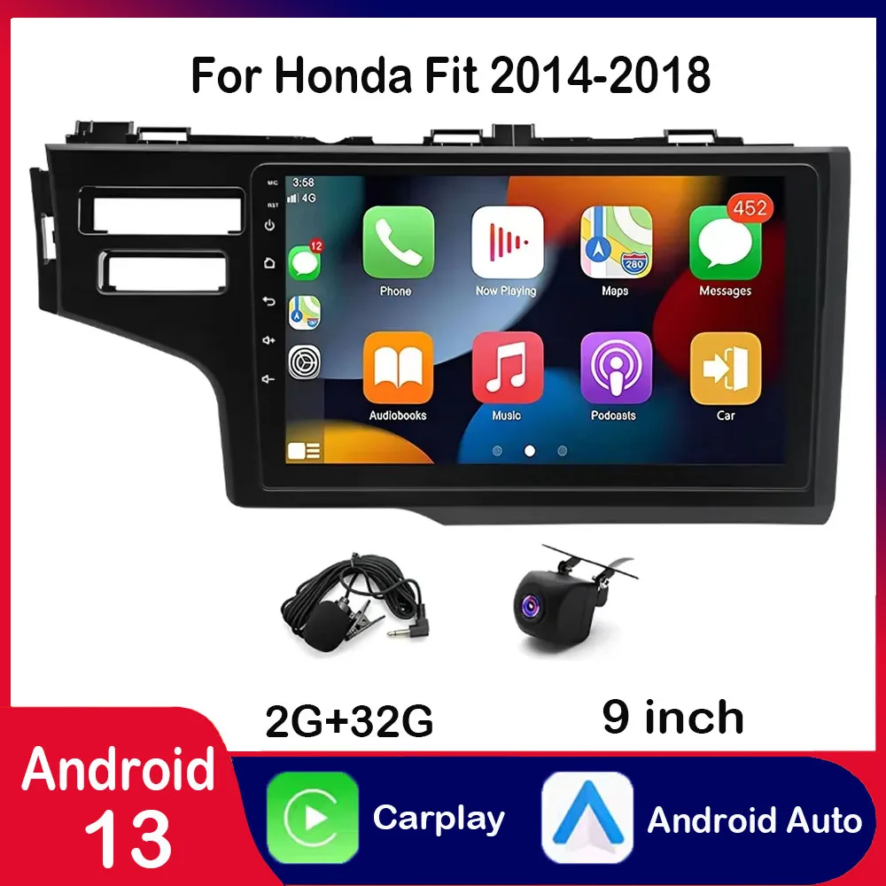

32GB Android 13 Car Stereo Radio GPS Navi Player CarPlay 9 Inches Compatible for Honda Fit 2014-2018