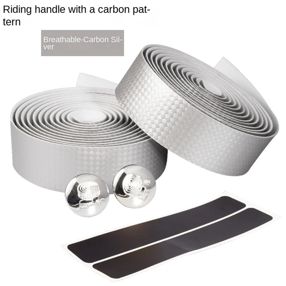 Breathable Carbon Pattern Bicycle Road Bike Straps Anti-Slip Shock-Absorbing Carbon Pattern Handlebar Tape Silver