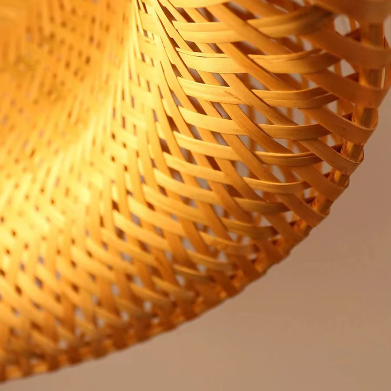 LEDLighting Rattan Lamp Handmade Bamboo Chandelier Retro Cafe Bar Lounge For Garden Restaurant Bedroom E27 Pendant Lamp Lighting