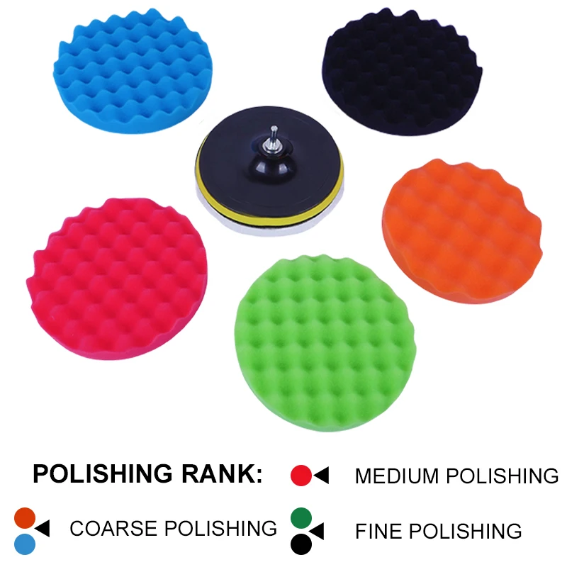 3/4/5/6/7in CarPolishing Disc 8Pcs Self-Adhesive Buffing Waxing Sponge Wool Car Detailing Polishing Sponge