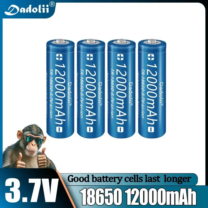 Batería recargable iones  litio para lámpara bolsillo, pila recargable de 18650 3.7V, 18650 Mah capacidad, 12000