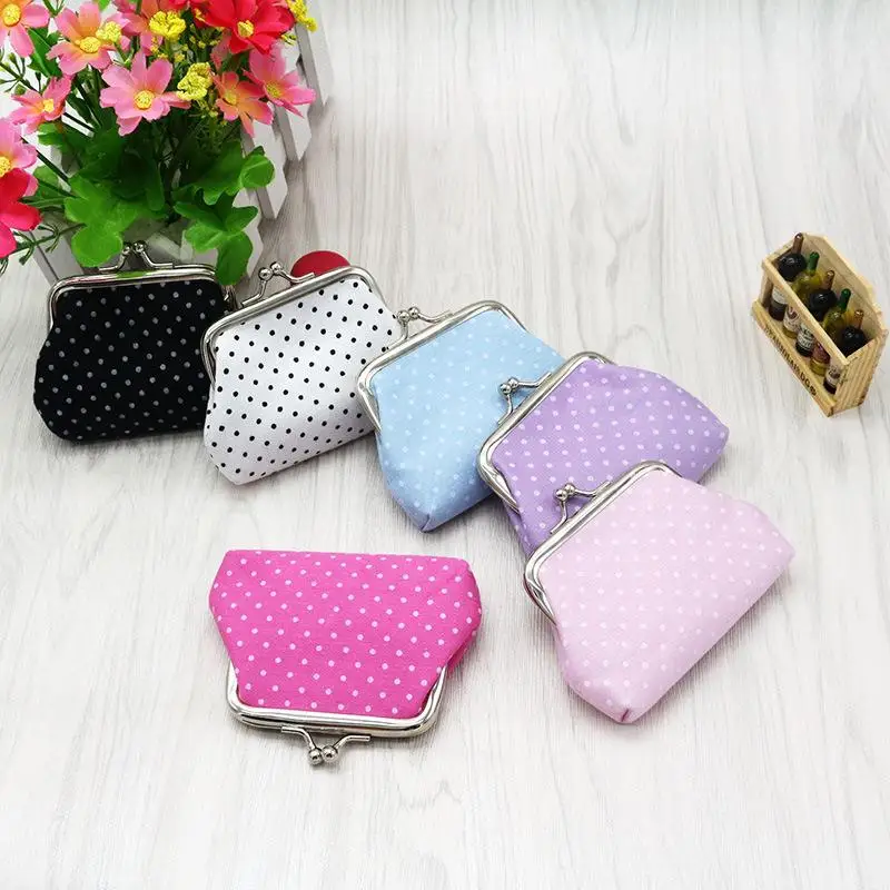 Hot Pocket Coin Wallet Women's Polka Dot Coin Purse Mini Lightweight Kiss Lock Pouch Pocket-sized Small Item Holder For Coins