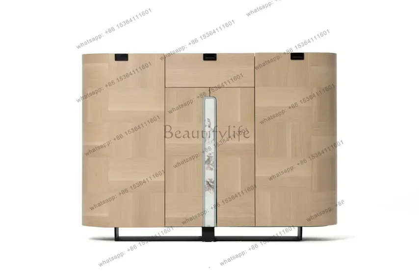 LJY Large-capacity shoe cabinet Solid wood movable laminate Marble pattern Multi-purpose dining side entrance cabinet