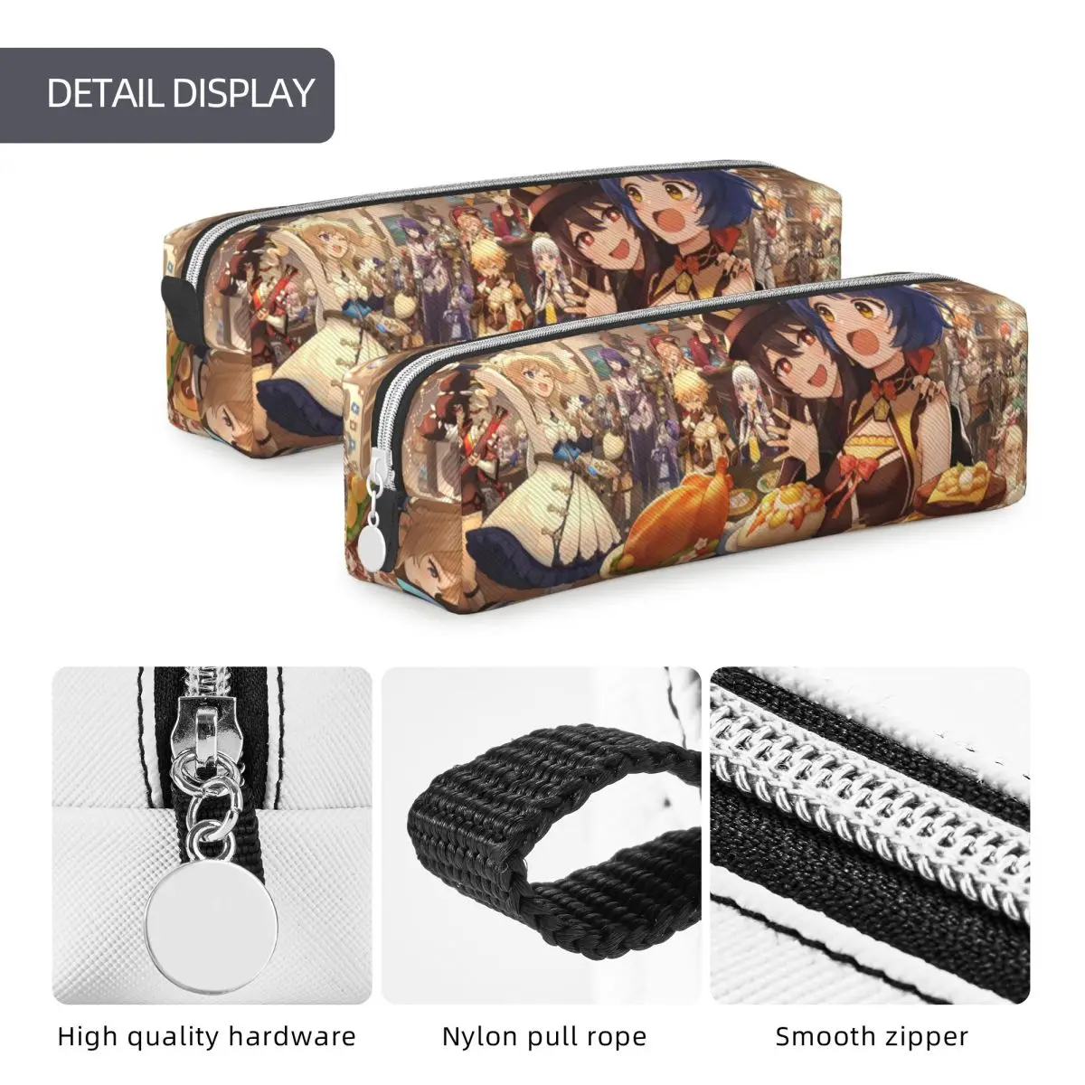 Cute Genshin Impact Anime Pencil Cases Cute Girls Zhongli Pencil Box Pen Box for Girls Boys Bags Students School Gift Stationery