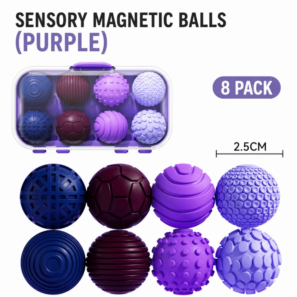 8Pcs/3Pcs Silicone Magnetic Fidget Balls Multiple Textures Magnetic Attraction Children's Sensory Stone Round