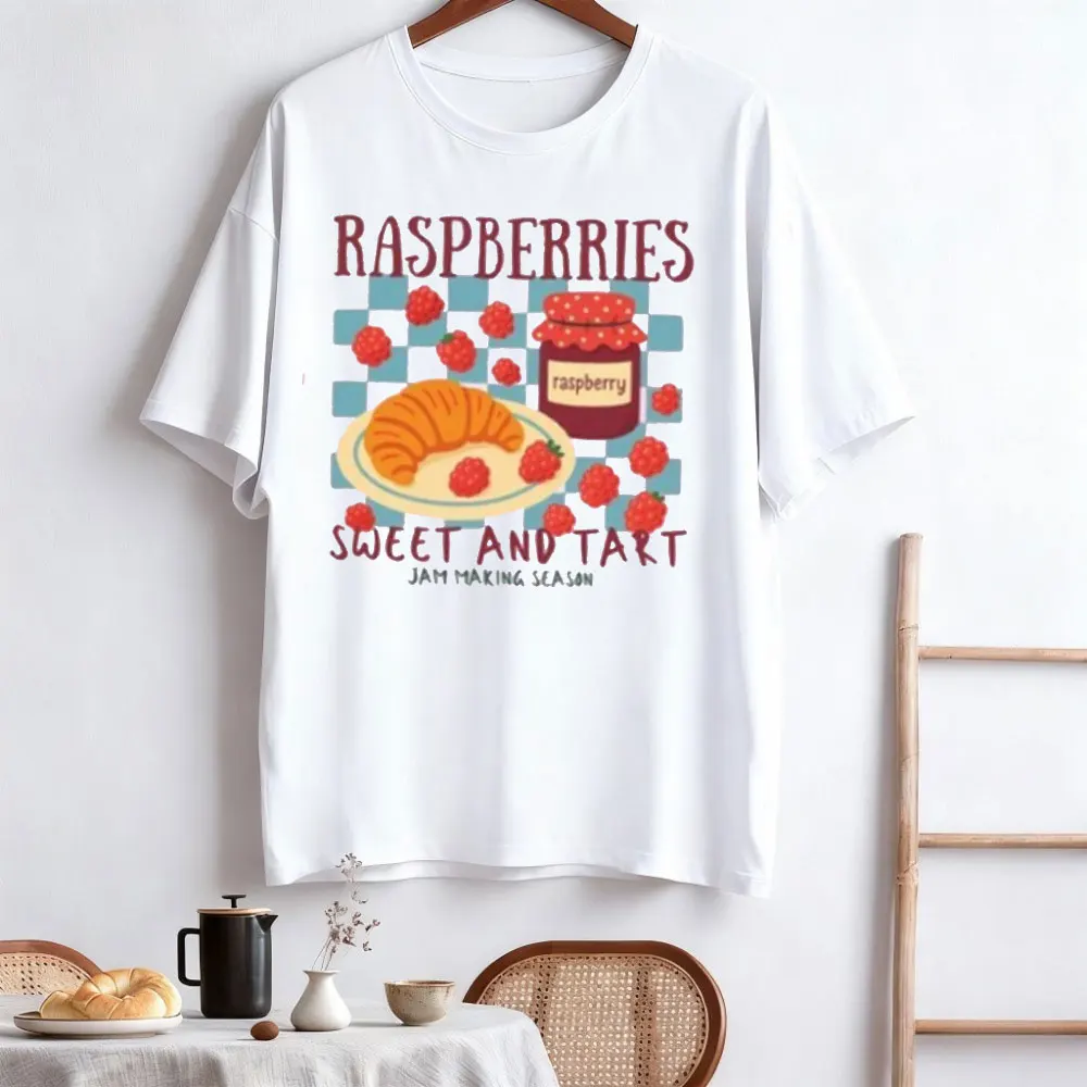 Camisa de mermelada de frambuesa, Tops de frambuesa, sudadera de mercado de granjero, Tops de verano para niña, ropa de frutas para el hogar, ropa para mujer