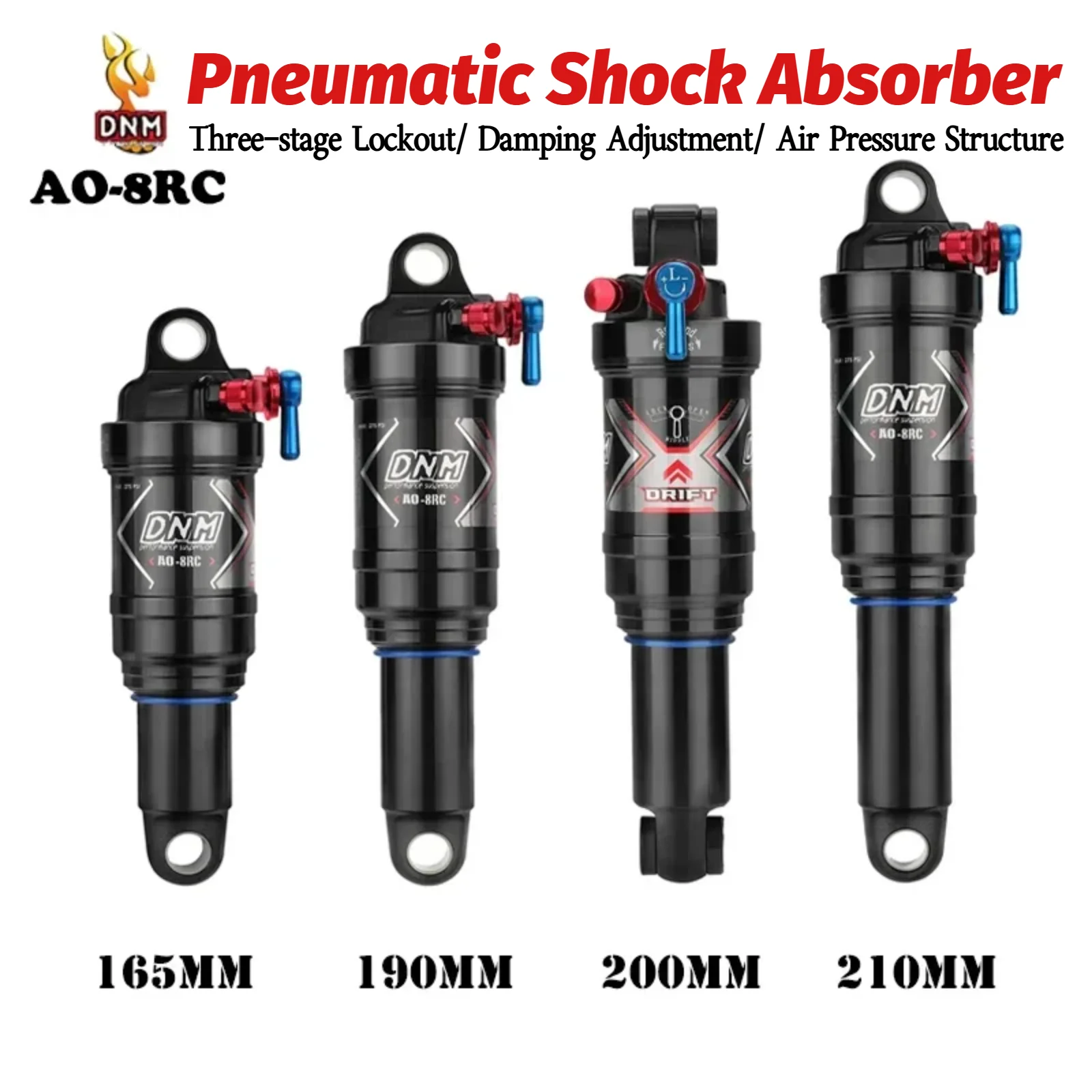 DNM AO-8RC Bicycle Air Shock Absorber 165/190/200/210mm  Soft Tail Mountain Bike XC/AM/Trail/ MTB Rear Shock Absorbers