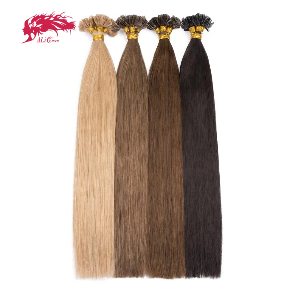 Ali Queen Straight Human Hair U Tip Hair Extensions 50 Strand Hair Weaving Keratin 50 Grams Pre Bonded Virgin Hair for Wedding