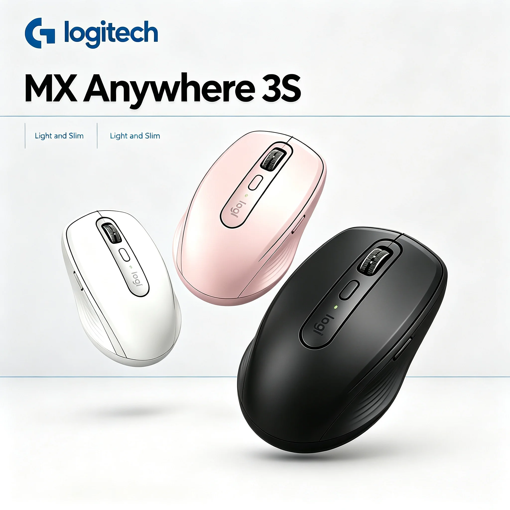 Logitech MX Anywhere 3S Wireless Mouse Connect Up To 3 Devices Rechargeable Ergonomic Travel Mice