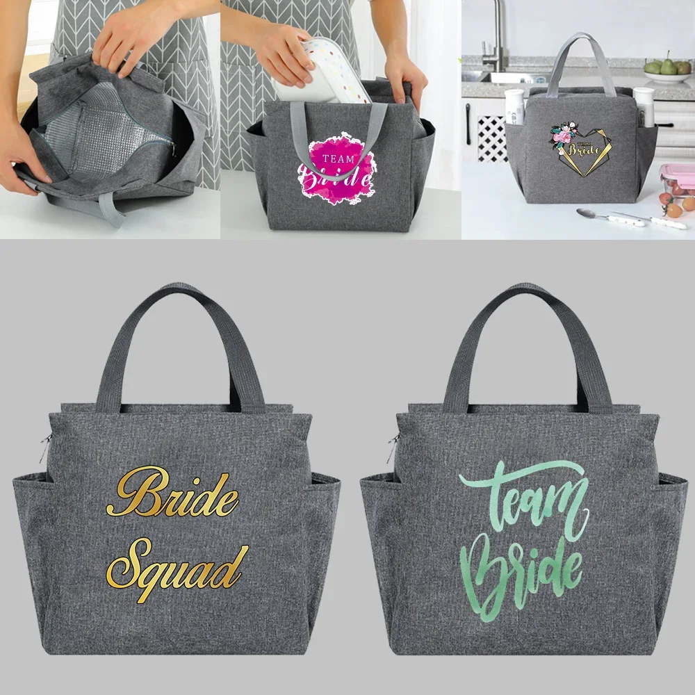 

Bride Print Pattern Insulated Lunch Bag Cooler Bag Thermal Portable Luncheon Box Ice Pack Tote Food Picnic Bags Work Lunch Packs