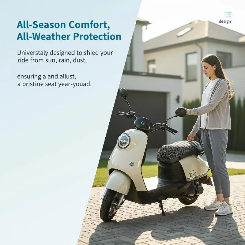 Breathable Motorcycle Summer Seat Cushion Universal PE Net Sunproof Pad 1PC for Scooter Cruiser Street Bike Travel Use