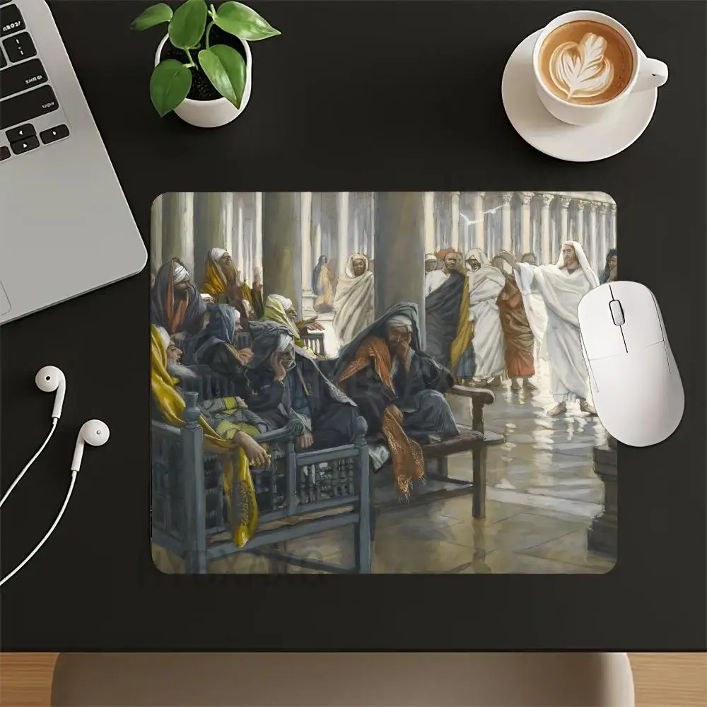HYBXAXC  Vintage Classic Religious Humanistic Oil Painting Art Small Mouse Pad Desk Pad Computer Keyboard Wireless Boy Girl Gift