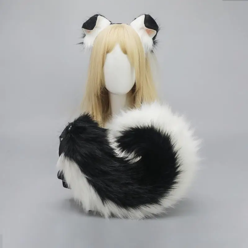 Cosplay Halloween Plush Animal Ears Tail Furry Anime Dog Ear Headband Tail Hot Sale Simulation Cartoon Comic-Con Costume Props