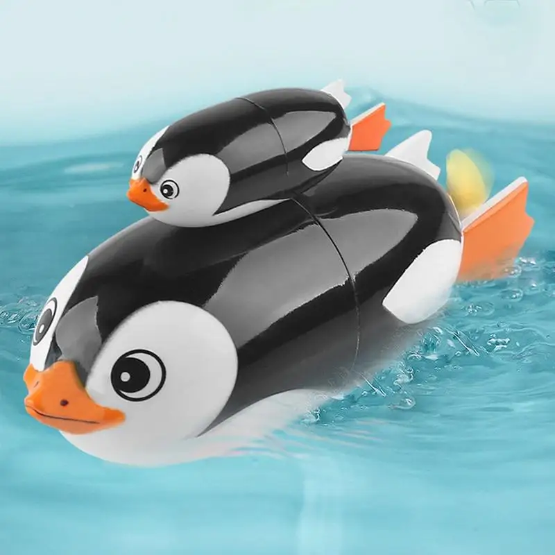 Penguin Bathtub Toys Kids Bath Toys With Magnetic Adsorption Battery Operated Swimming Penguin Race Dive Flip Water Bathing Toys