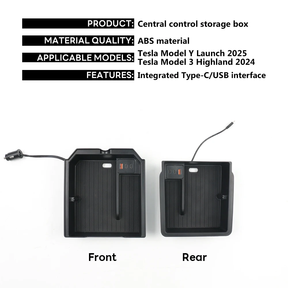 Voor Tesla Model Y Launch 2025 Model 3 Highland 2024 Console Armsteun Organizer USB Type-C Oplader Uitbreidingsdock