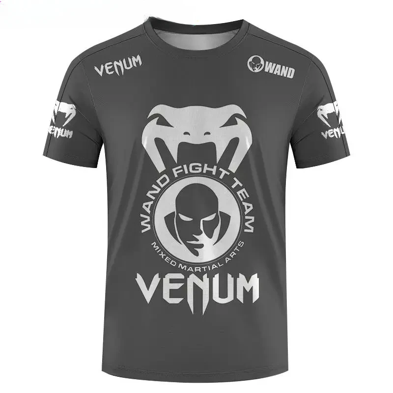 2024 New Summer Venum Combat Training Boxing Wear 3D Men\'s and Women\'s Tights Cross-border Fashion Short-sleeved T-shirts