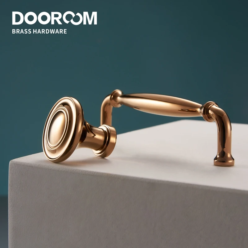 Dooroom Brass Furniture Handles Modern Rose Gold Cupboard Wardrobe Dresser Shoe Box Drawer Cabinet Knobs Pulls  10PCS