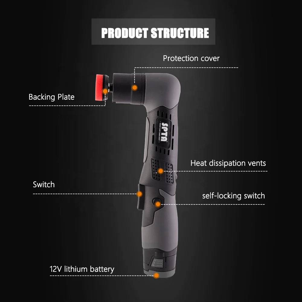 New Arrival SPTA Cordless Mini RO/DA Car Buffer Set with Polishing Pads for Car Detailing