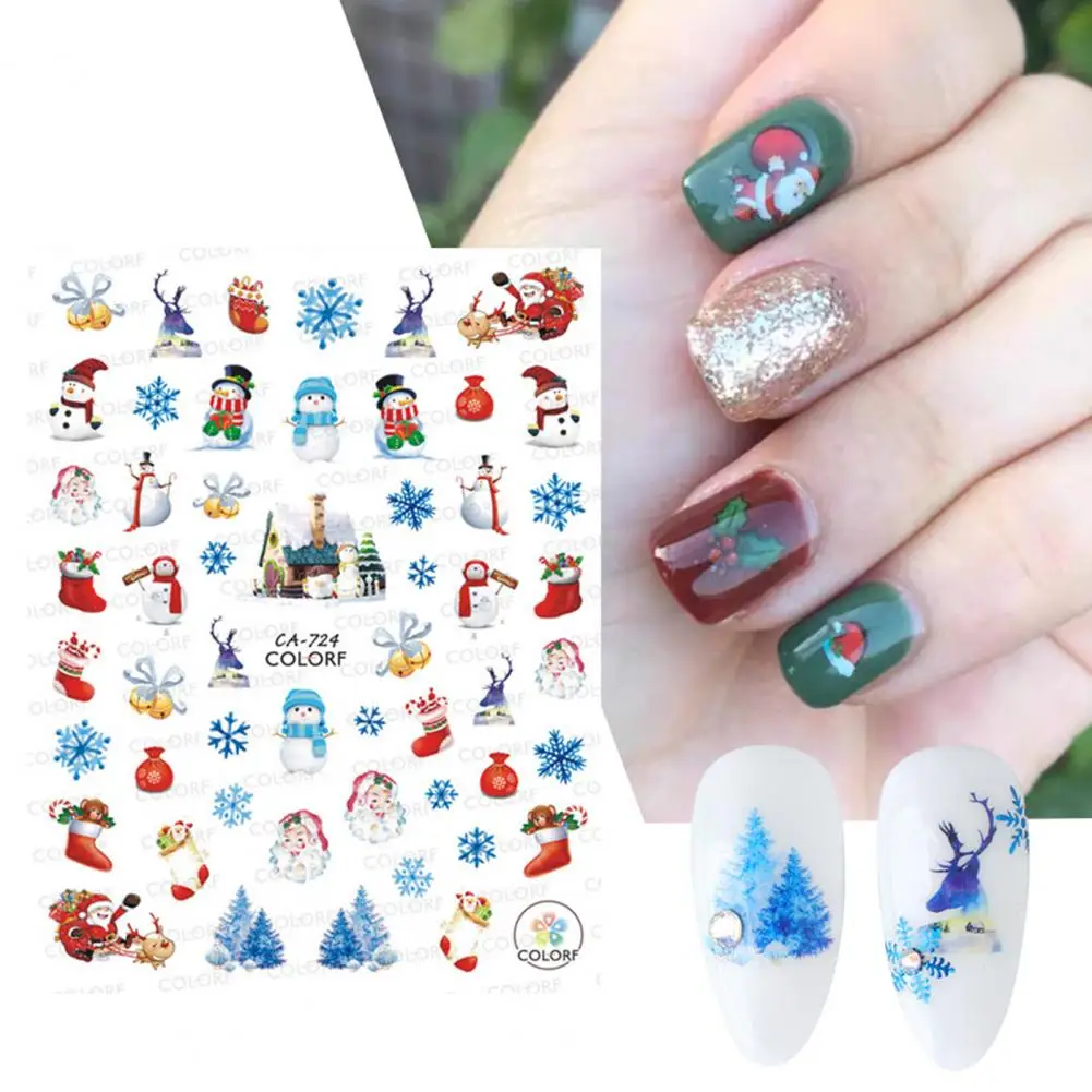 Manicure Art Stickers Delicate Lightweight Nail Sliders Winter Xmas 3D Christmas Elk Polish Cartoon Slider for Festival