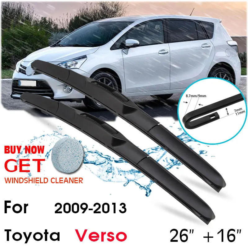 

Car Wiper Blade Front Window Windshield Rubber Silicon Refill Wipers For Toyota Verso 2009-2013 LHD/RHD 26"+16" Car Accessories