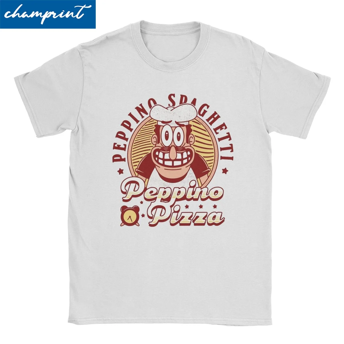 Peppino Pizza Emblem  Game T-Shirt for Men Women Pizza Tower Hipster 100% Cotton Tee Shirt Crewneck Short Sleeve T Shirt Clothes