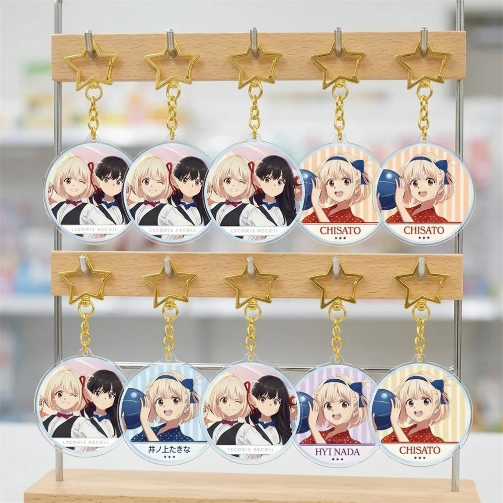 6CM NEW Anime Lycoris Recoil Keychain Model Cosplay Charm Characters Ornament Accessories Goods Collection Gifts