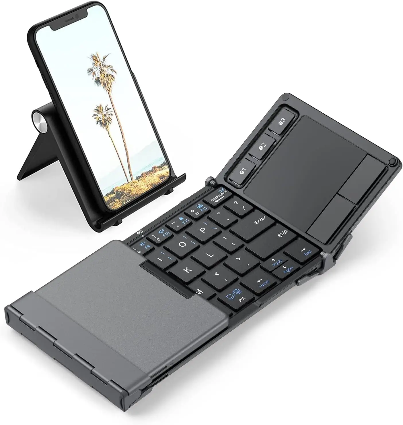 

Foldable Bluetooth Keyboard with Touchpad, BK08 - Portable Tri-Fold for iPad, iPhone, Windows, Mac, Android – Connect 3