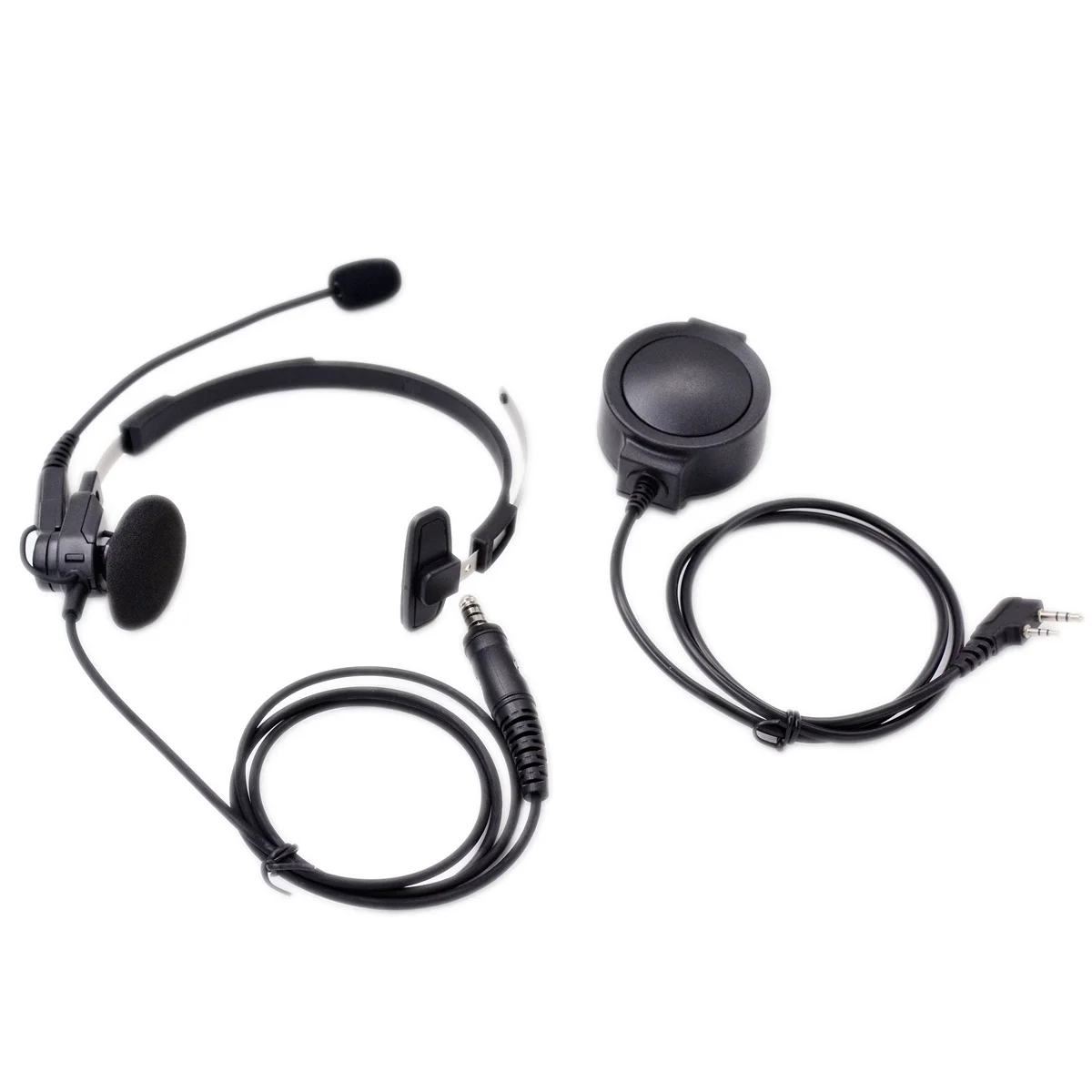 C6 Single-Sided Over-Ear Headphones 7.1mm + K Plug PTT for Kenwood Baofeng Radio Adjustable Heardset Earpiece with Microphone