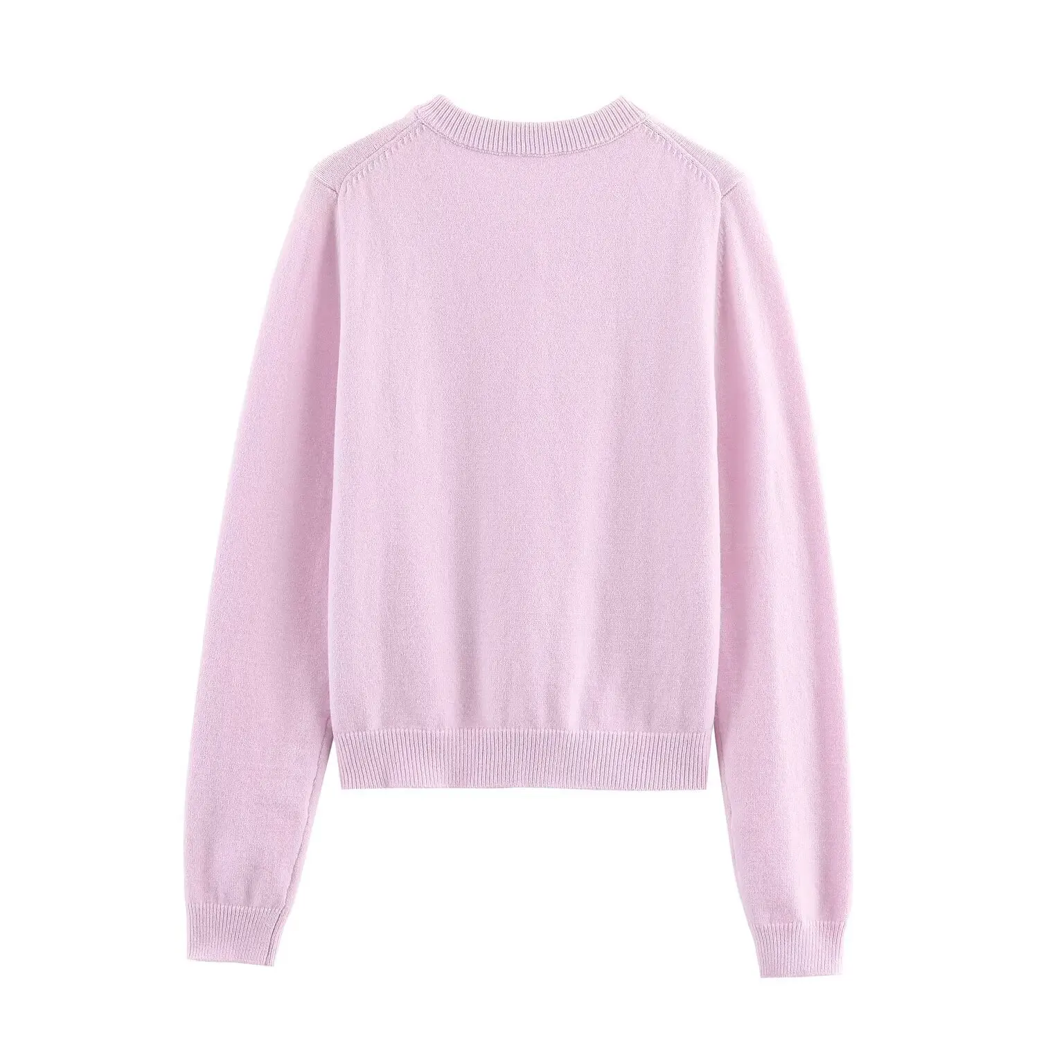 Nueva llegada de las mujeres chaqueta de manga larga cuello redondo Primavera/otoño de longitud corta Slim-Fit solo botón chaqueta de suéter de manga larga