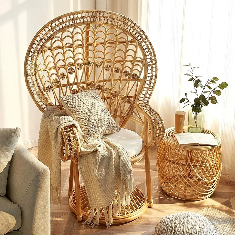 True vine peacock chair rattan furniture art creative wedding photography props