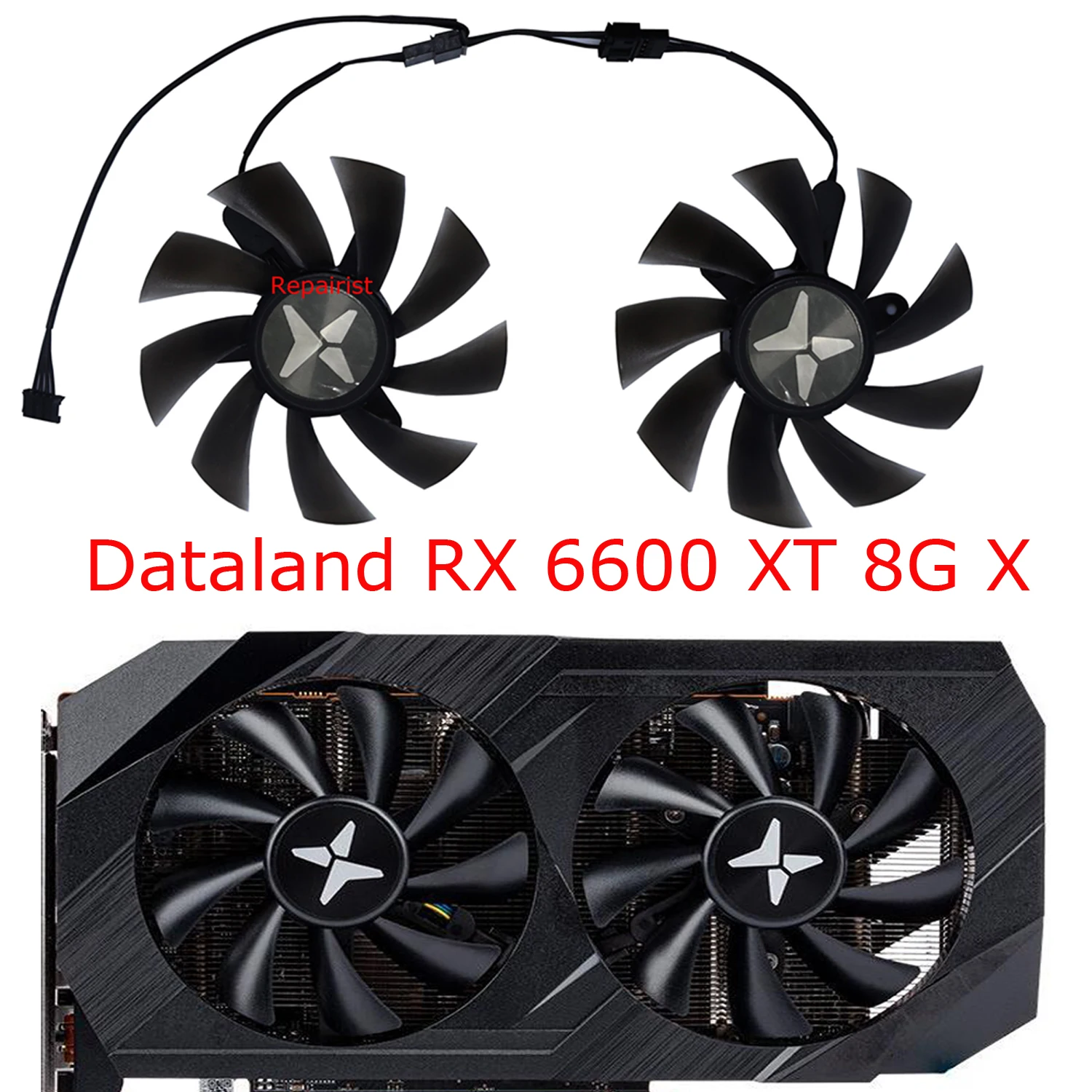 2 Stks/set, Plaat 09215B 12H, Gpu-Koelventilator, Ga 92S 2H, Videokaarten Koeler, Voor Dataland Rx 6600 Xt 8G X, Voor Dataland Rx 6650xt 8G X